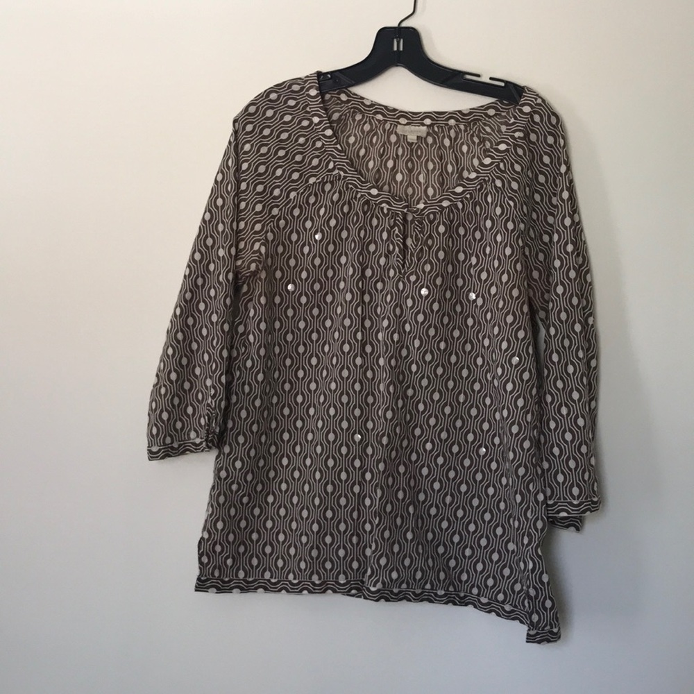 Talbots 3/4 sleeve sheer cotton top